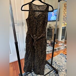 Banana Republic cheetah linen jumpsuit
